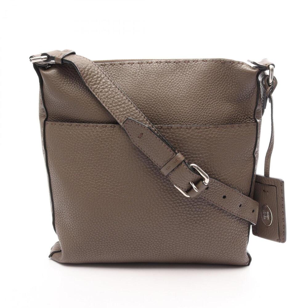 Fendi Selleria Shoulder Bag/Handbag, Leather, Women's, Gray (7VA320)